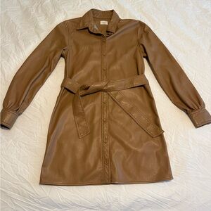 Aritiza Wilfred Tan Faux Leather Shirt Dress – Size XS – Worn Once